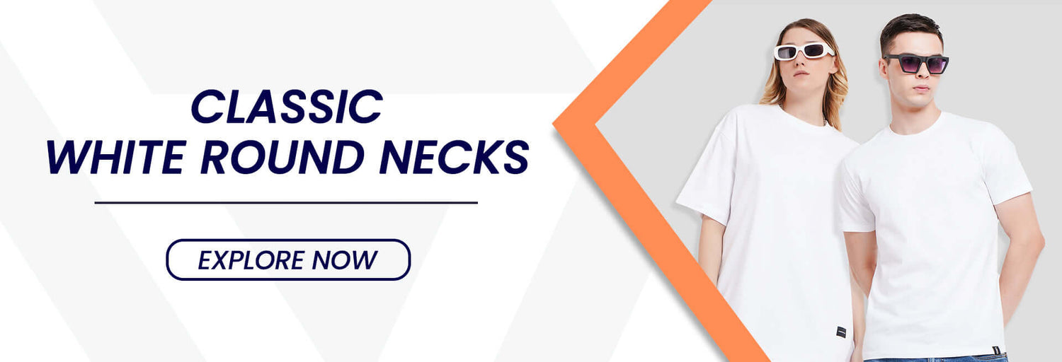 White Round Neck T-Shirt Banner