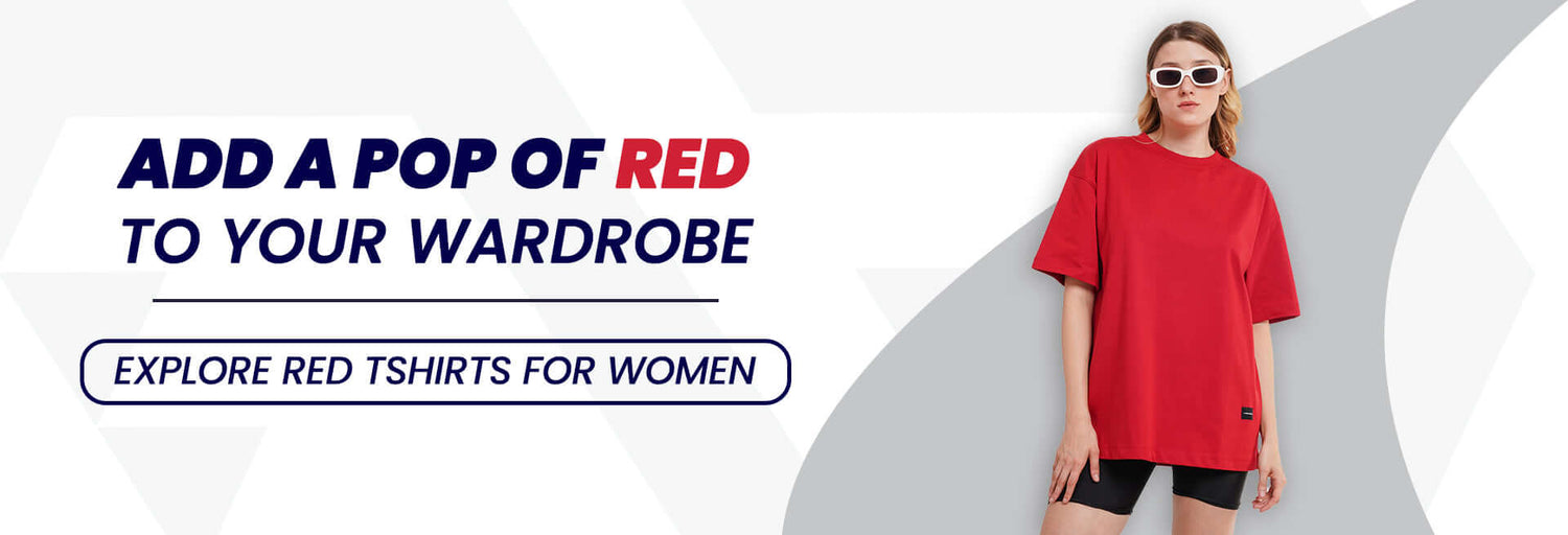 Women Red T-Shirt Banner