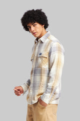 Beige Plaid Check Shacket Pic 4