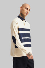 White and Navy Printed Polo Pic 5