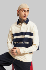 White and Navy Printed Polo Pic 4