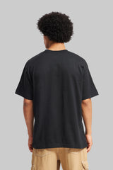 Solid Black Half Sleeves T-Shirt For Men Oversized Fit Pic 2