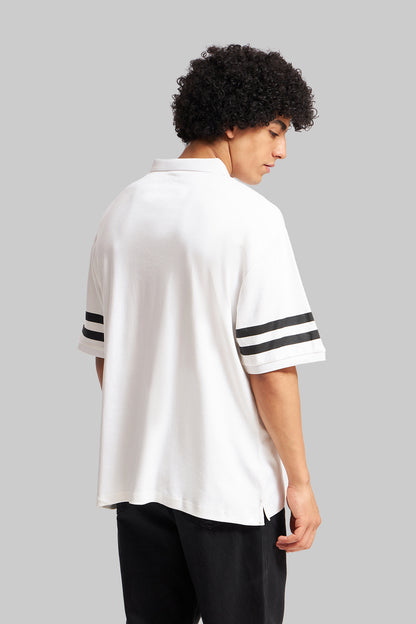 White Boxy Fit Polo T-Shirt Pic 3