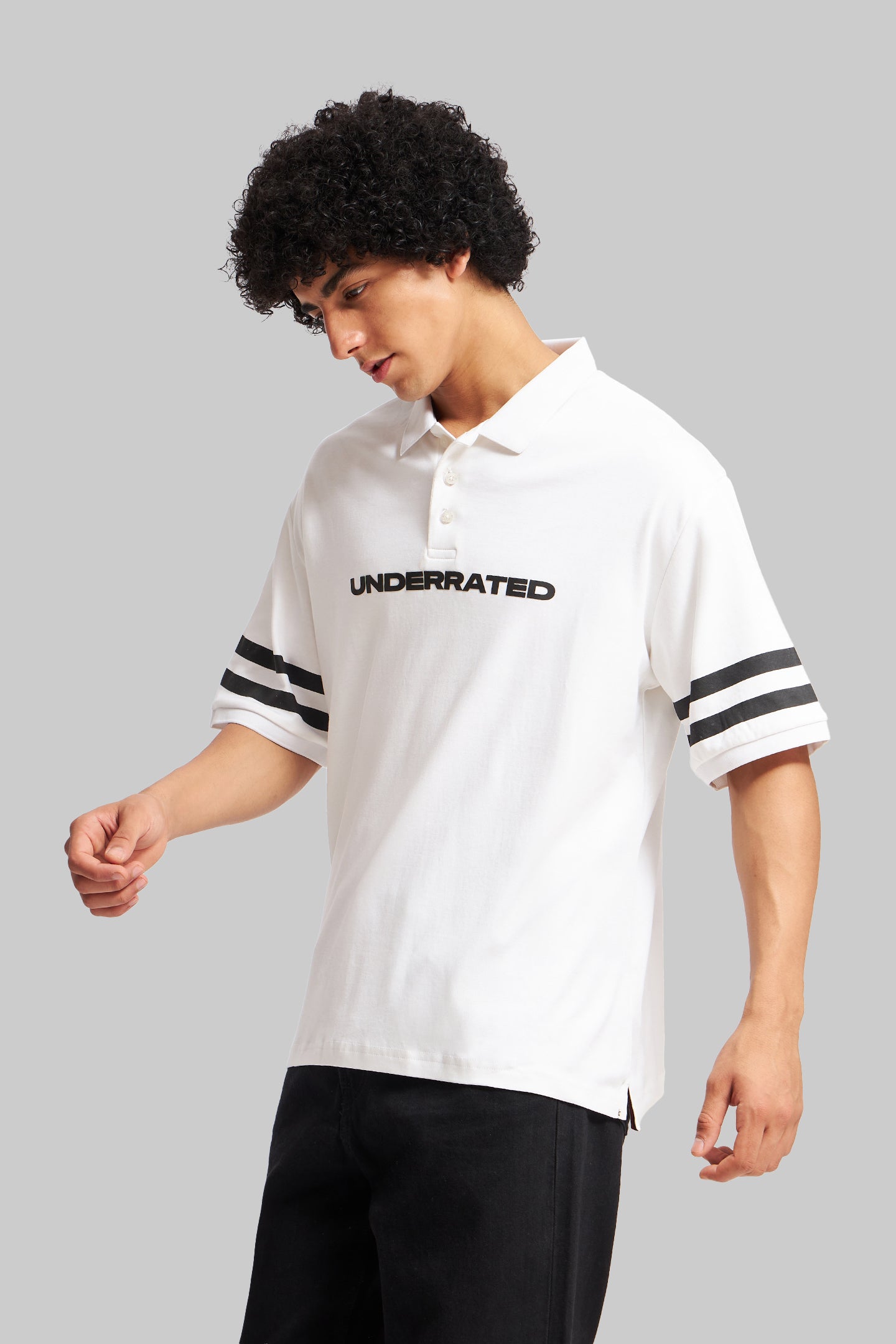 White Boxy Fit Polo T-Shirt Pic 4