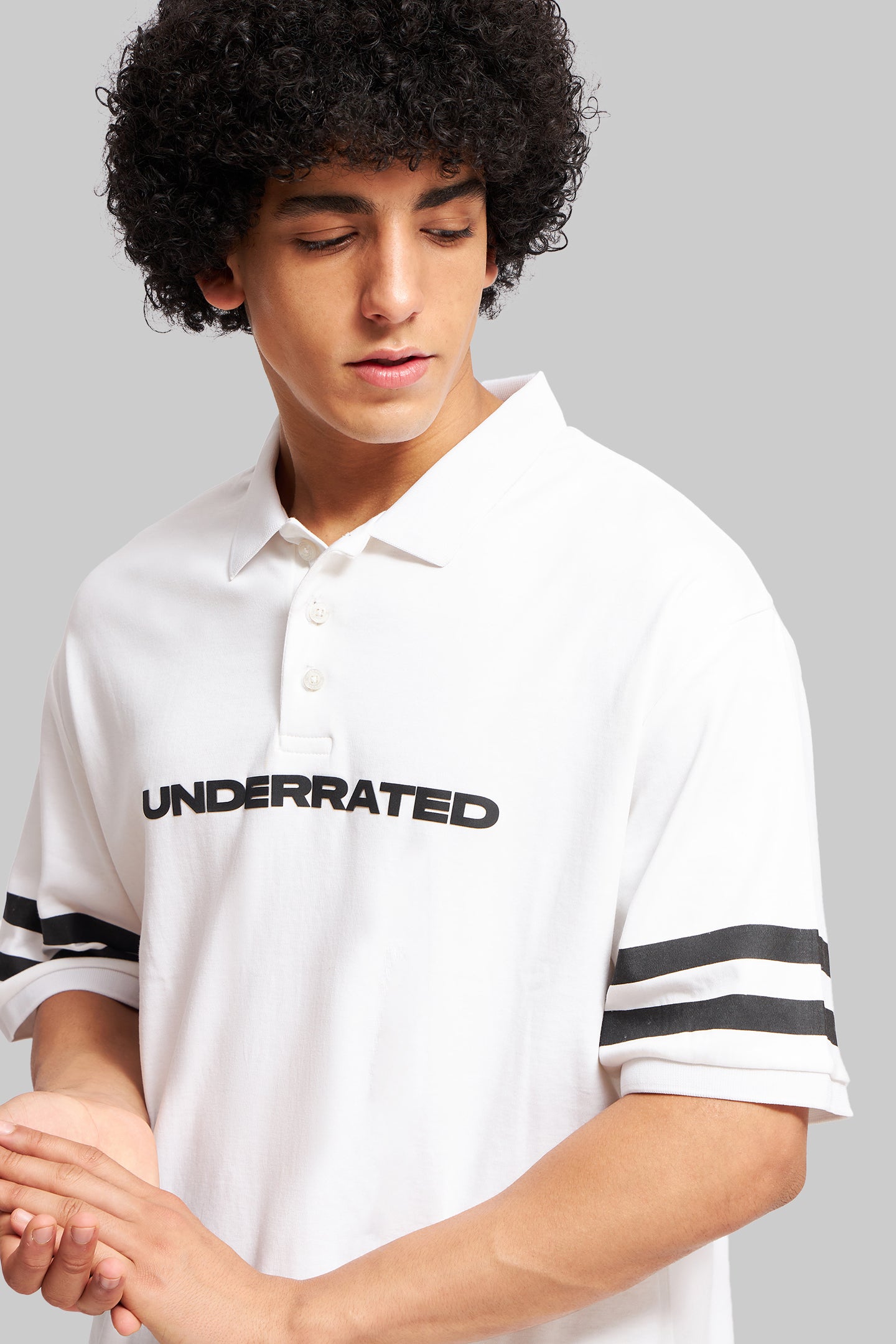 White Boxy Fit Polo T-Shirt Pic 5