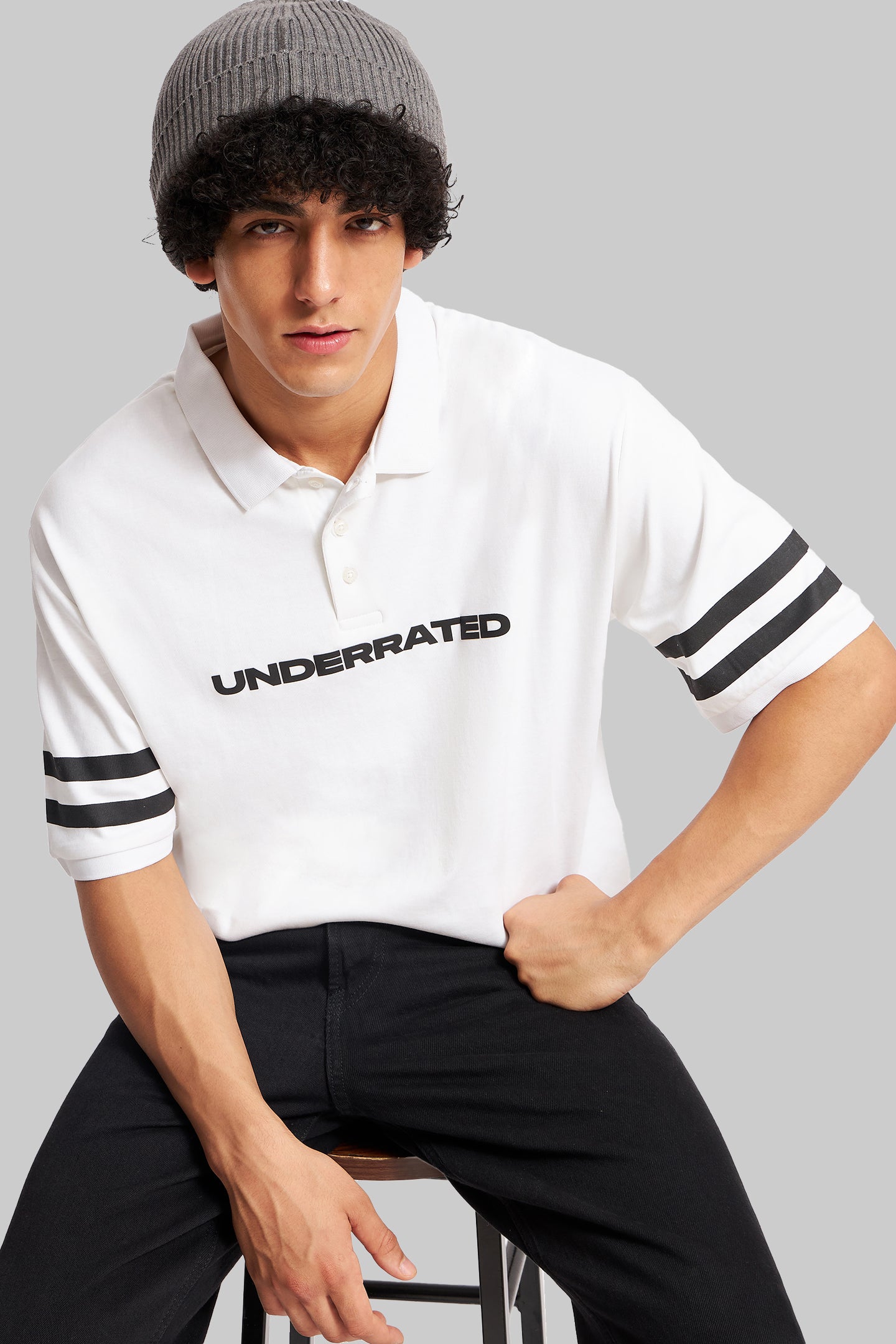 White Boxy Fit Polo T-Shirt Pic 2