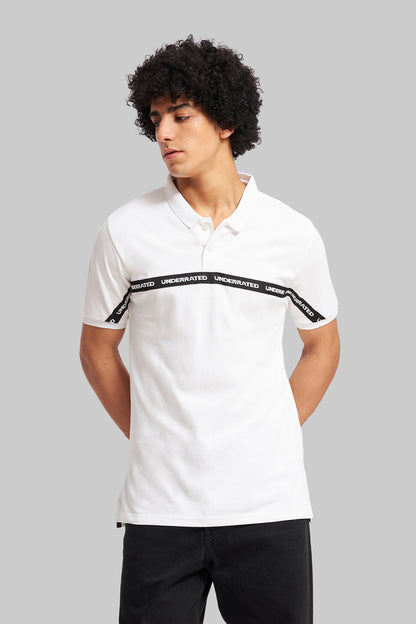 White Logo Tape Polo T-Shirt Pic 1