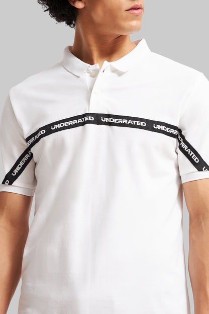 White Logo Tape Polo T-Shirt Pic 2