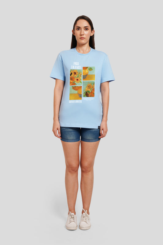 1988 France Powder Blue Printed T-Shirt