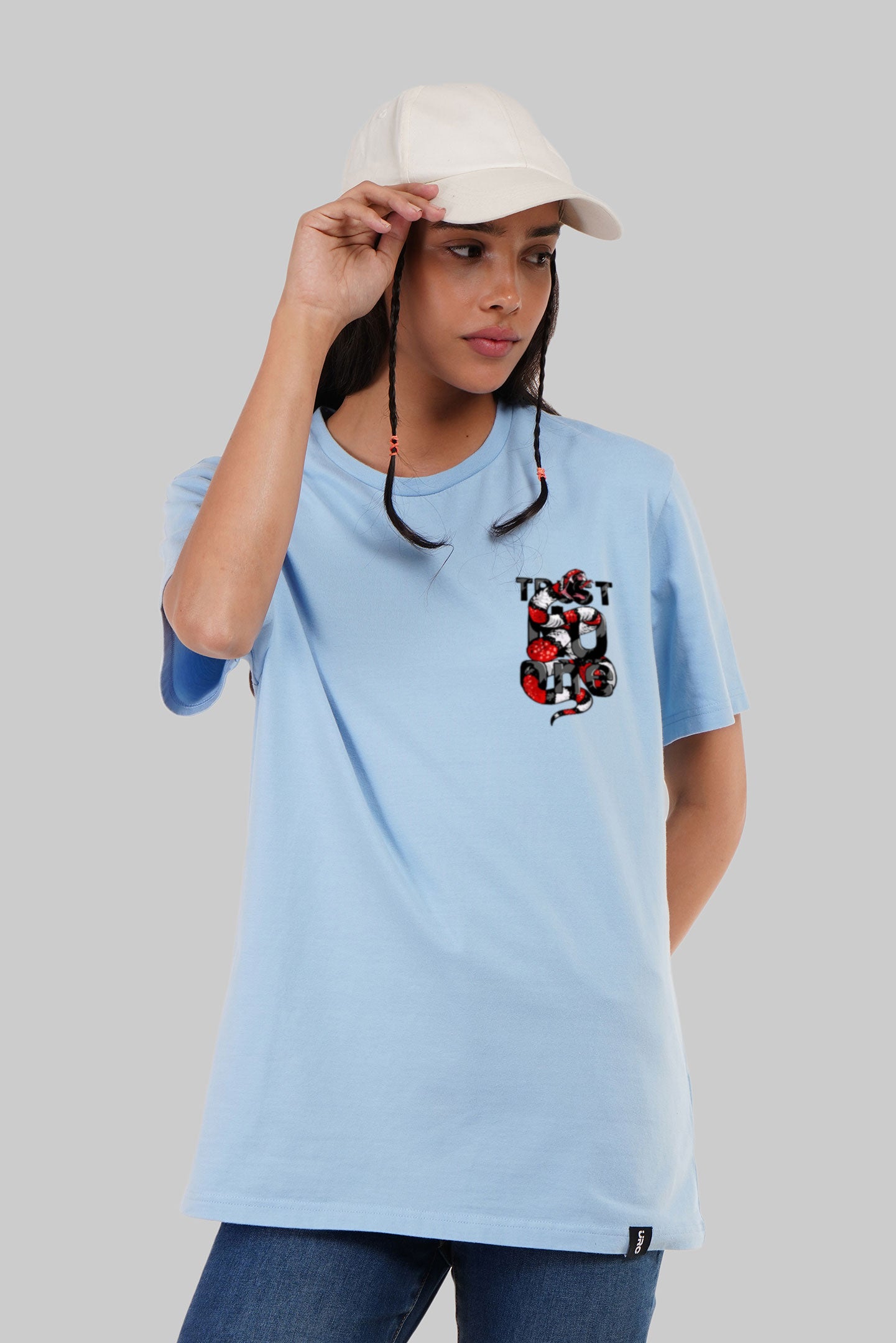 Trust No One 1 Powder Blue Boyfriend Fit T-Shirt Women