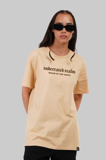 Realm Of The Earth Beige Boyfriend Fit T-Shirt Women