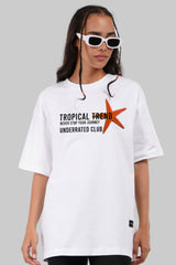 Tropical Starfish White Oversized Fit T-Shirt Women