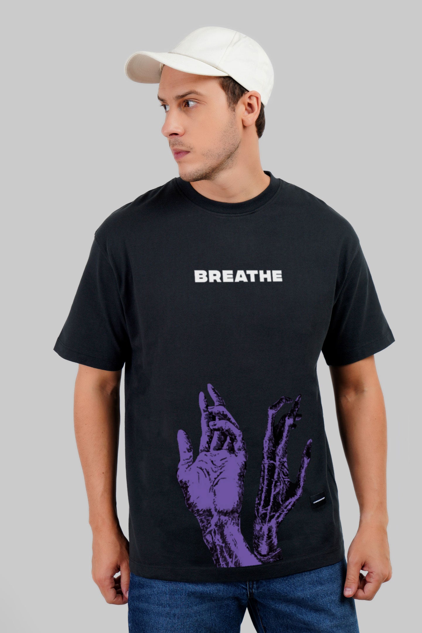 Catch Your Breath Black Oversized Fit T-Shirt Men