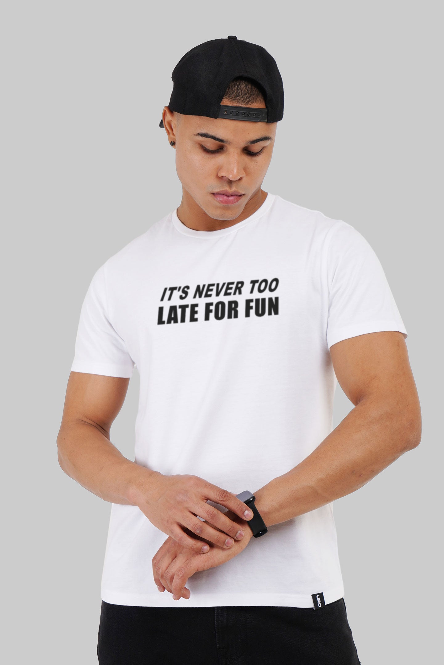 Never Too Late For Fun White Regular Fit T-Shirt Men