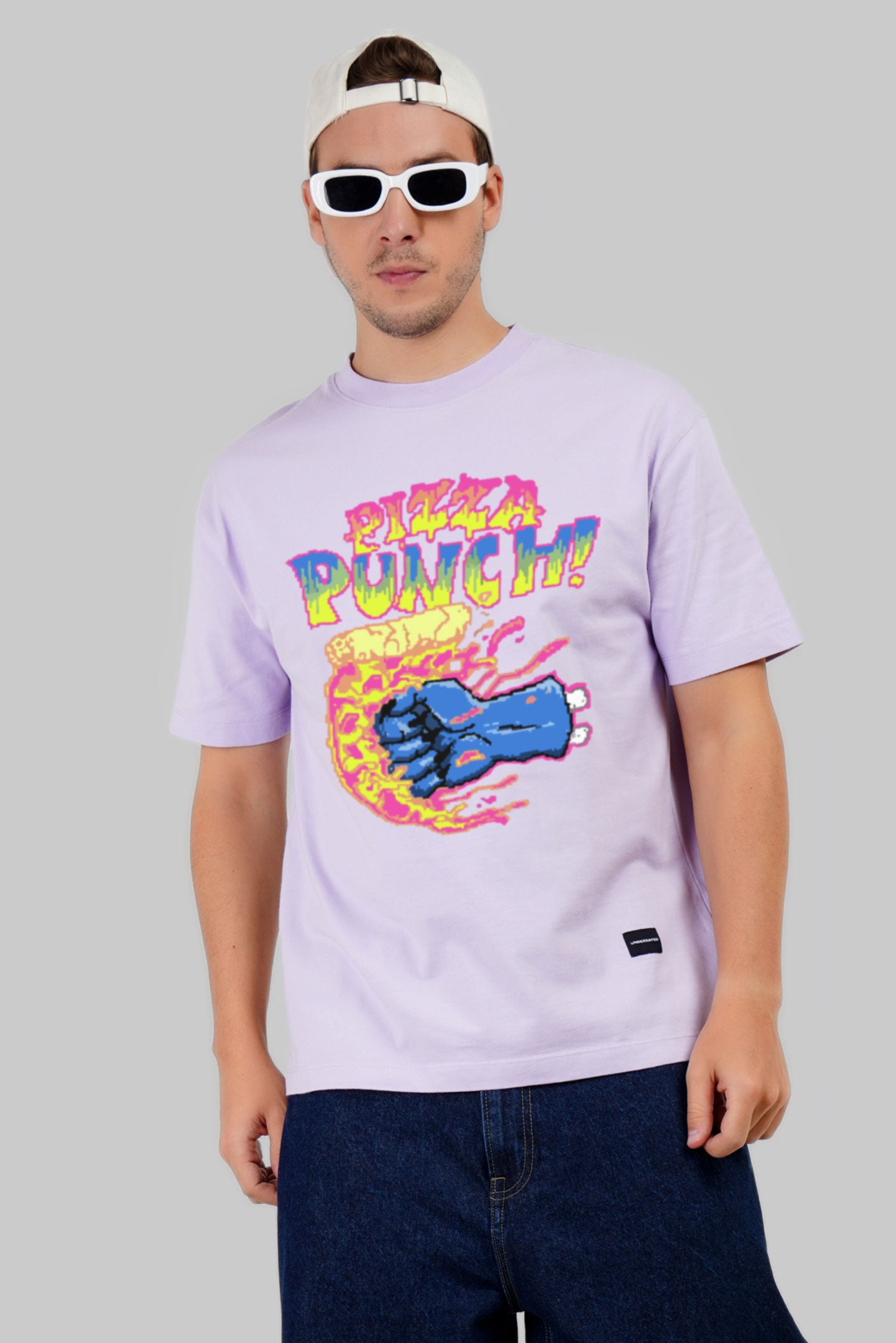 Pizza Punch Lilac Printed T-Shirt