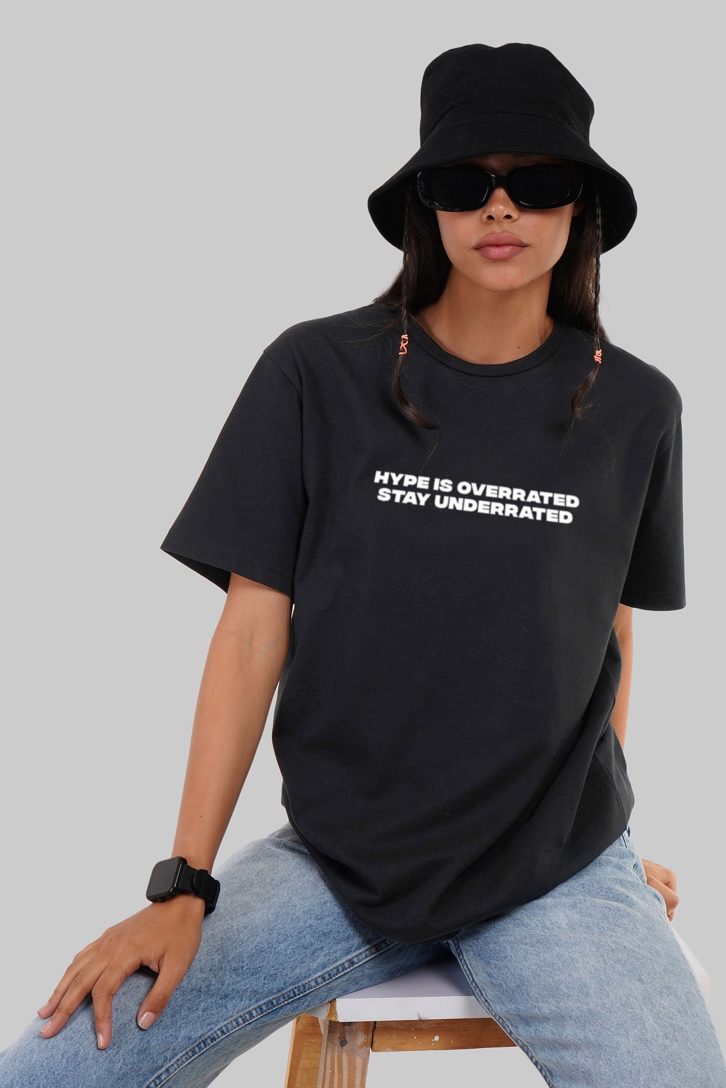 Underrated Hype Black Boyfriend Fit T-Shirt Women Pic 4