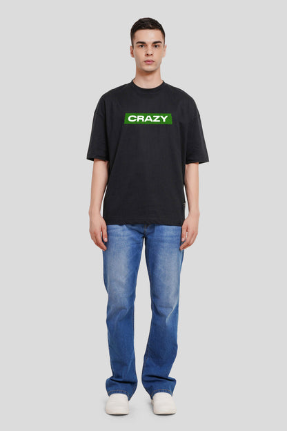 Crazy Black Printed T-Shirt Men Oversized Fit