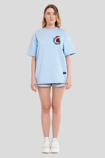 Happy Hour Powder Blue Printed T-Shirt Women Oversized Fit