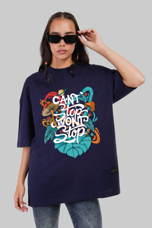 Unstoppable Navy Blue Baggy Fit T-Shirt Women