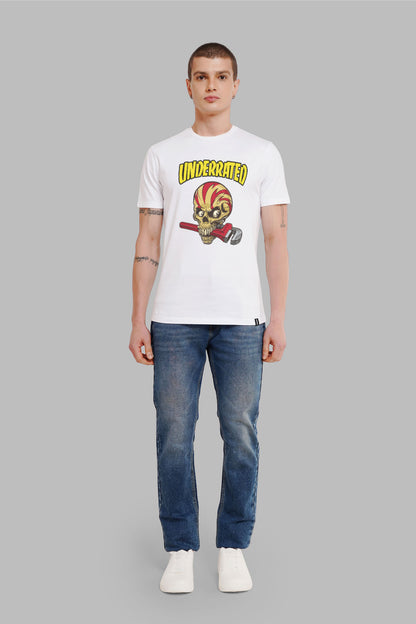 Underrated Skullanic White Printed T-Shirt Men Regular Fit