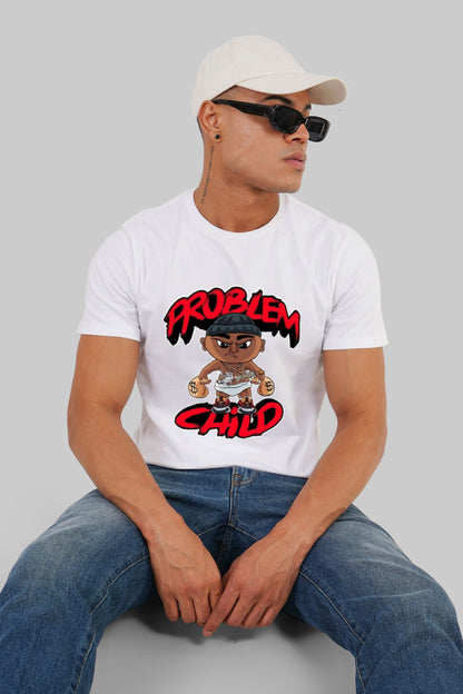 Problem Child White Regular Fit T-Shirt Men