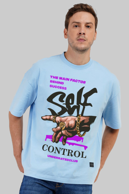 Self Control Powder Blue Printed T-Shirt