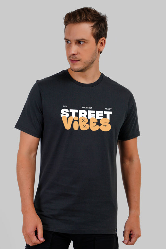 Street Vibes Black Regular Fit T-Shirt Men