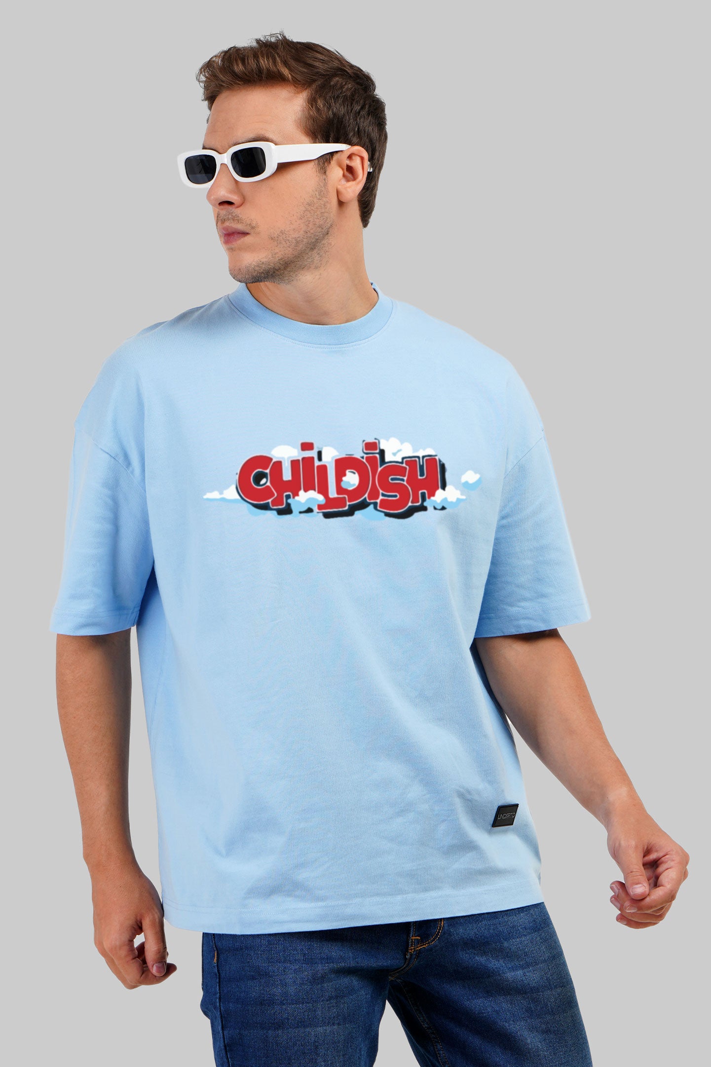 Childish Sky Blue Baggy Fit T-Shirt Men