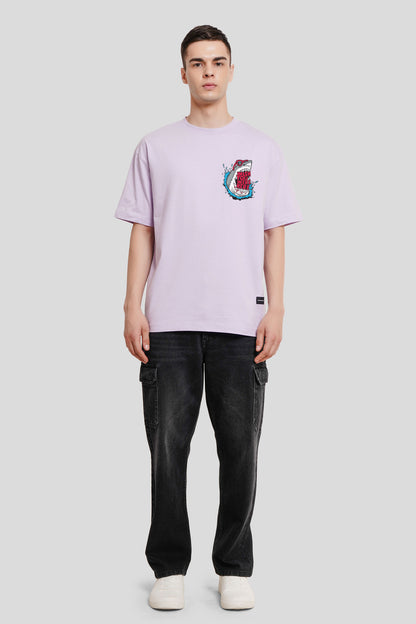 Happy Hour Lilac Printed T Shirt Men Oversized Fit With Front And Back Design Pic 4