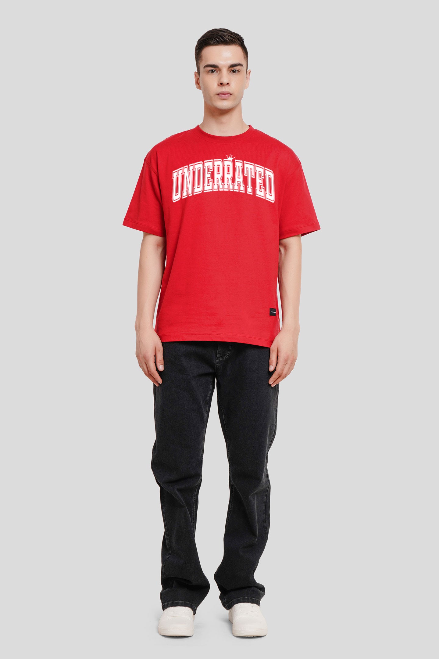 Underrated Minimalist Typography Red Printed T-Shirt