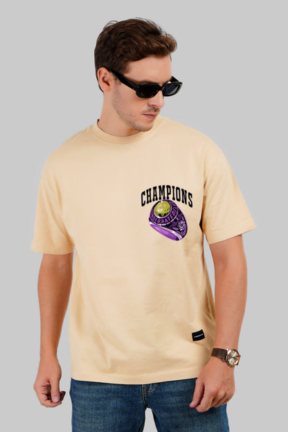 Underrated Champion Beige Oversized Fit T-Shirt Men