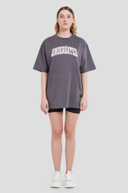 Underrated Minimalist Typography Dark Grey Printed T-Shirt