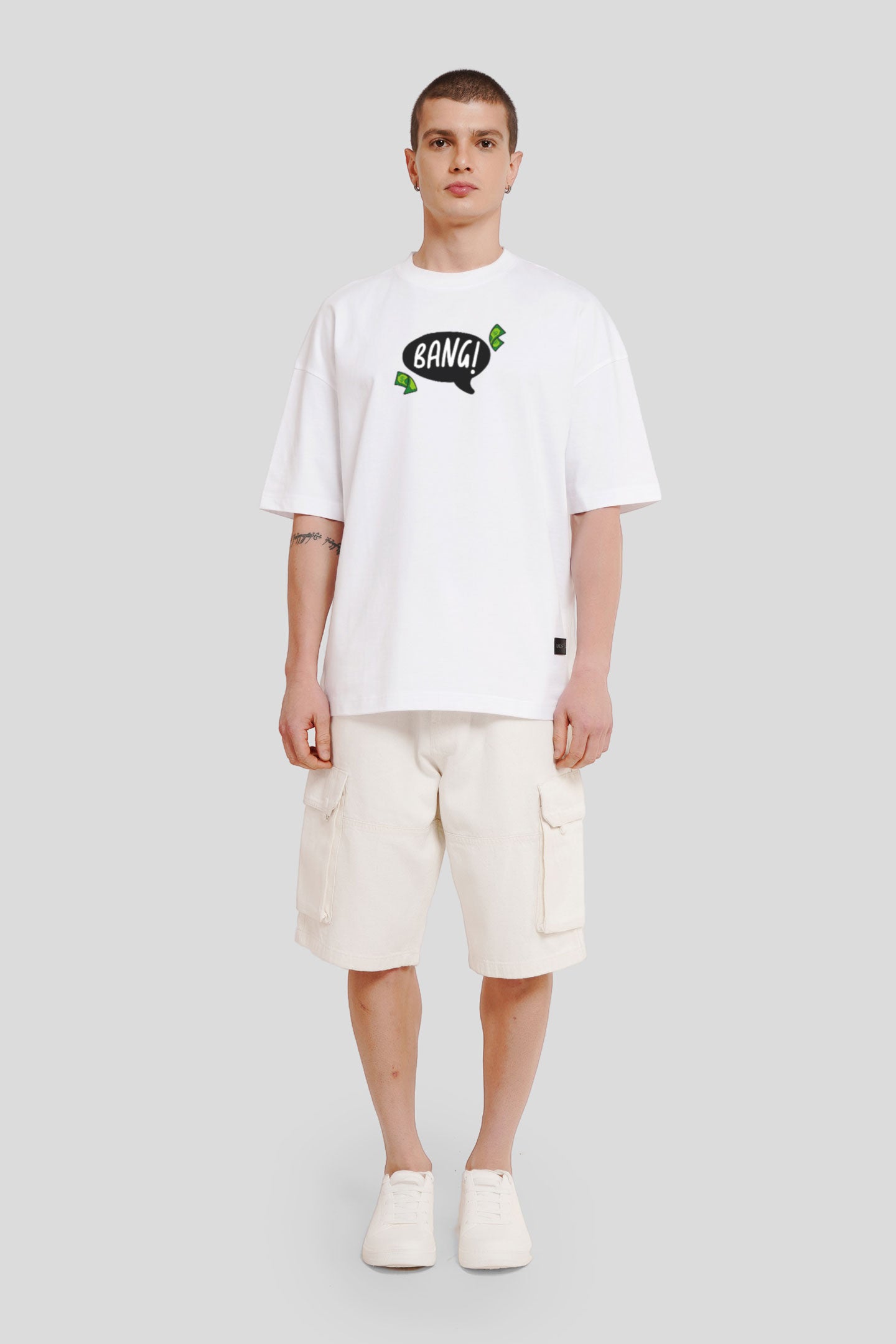 Bang White Printed T-Shirt