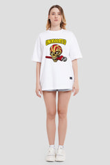 Underrated Skullanic White Printed T-Shirt Women Oversized Fit