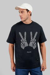 Peaceful Eternity Black Oversized Fit T-Shirt Men