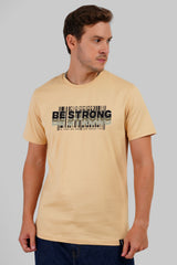 Be Strong New Beige Regular Fit T-Shirt Men