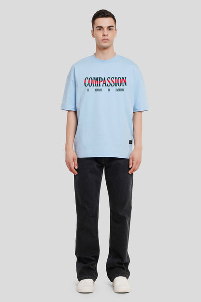 Compassion Powder Blue Printed T-Shirt Men Baggy Fit