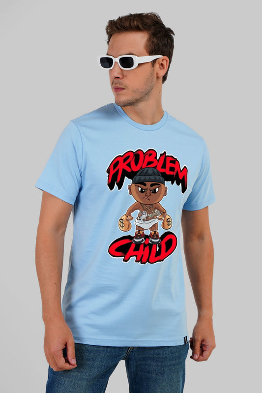 Problem Child Powder Blue Regular Fit T-Shirt Men