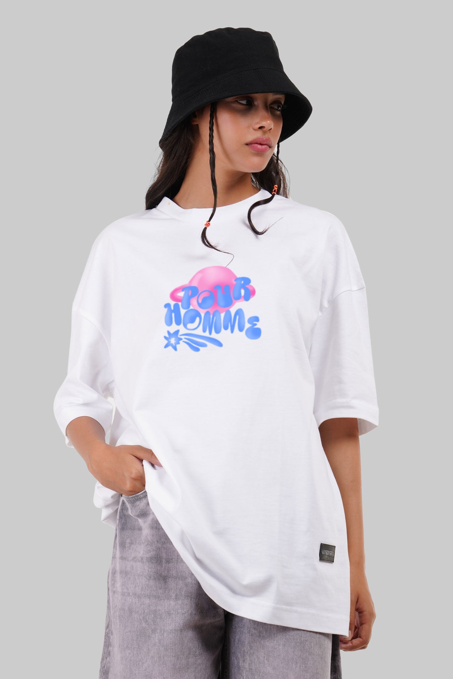 Planet Homme White Baggy Fit T-Shirt Women