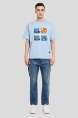 Underrated World Powder Blue Printed T-Shirt