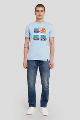 Underrated World Powder Blue Printed T-Shirt