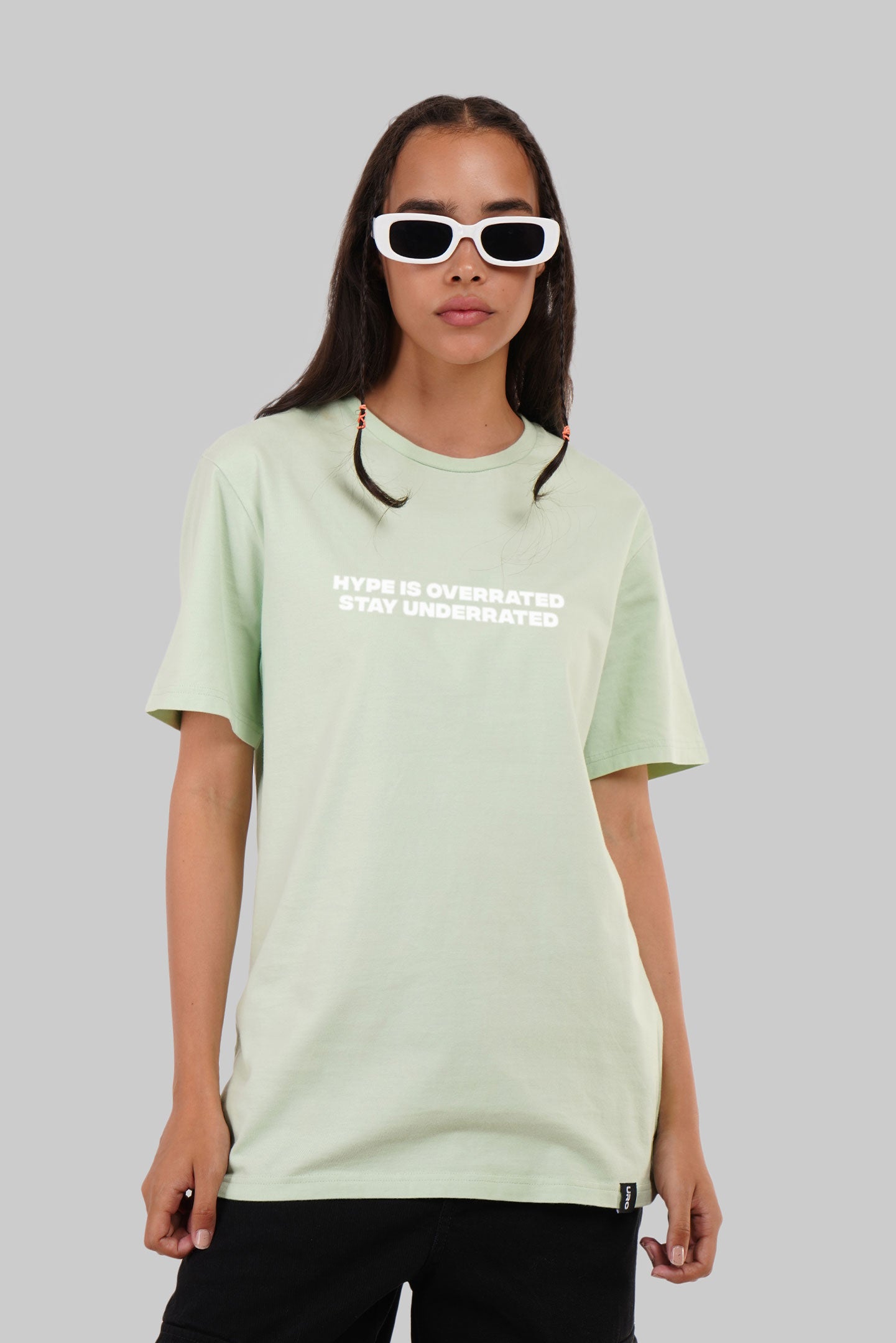 Underrated Hype Pastel Green Boyfriend Fit T-Shirt Women