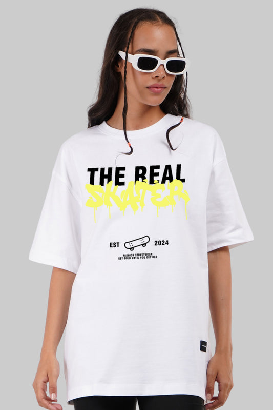 The Real Skater White Oversized Fit T-Shirt Women