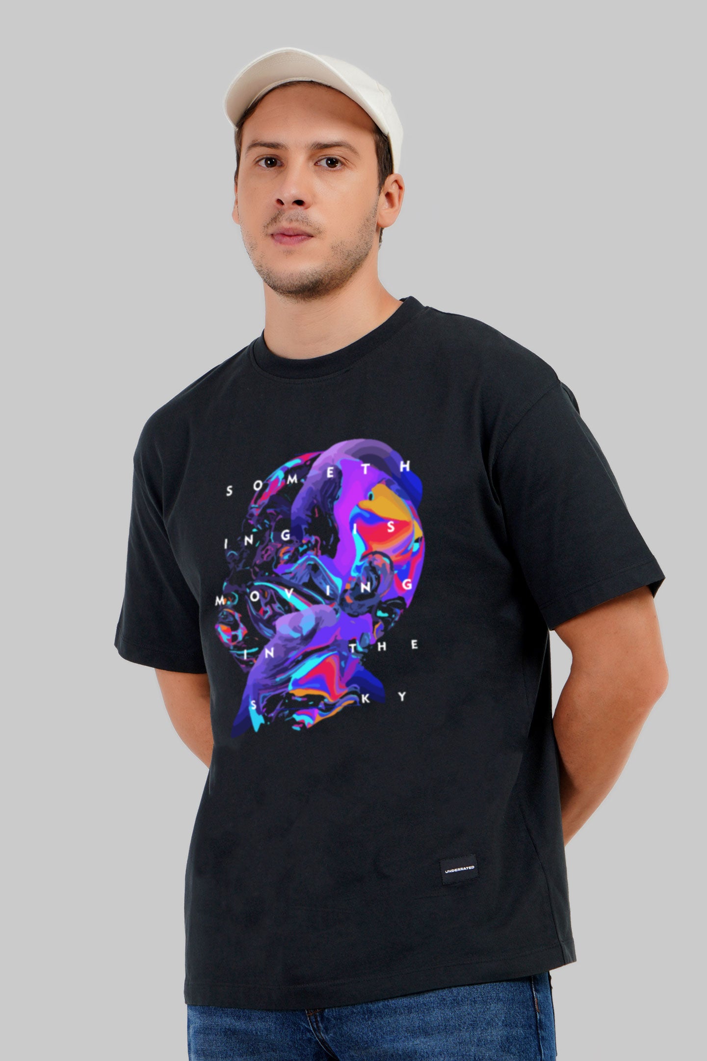 Galactic Dream Black Oversized Fit T-Shirt Men