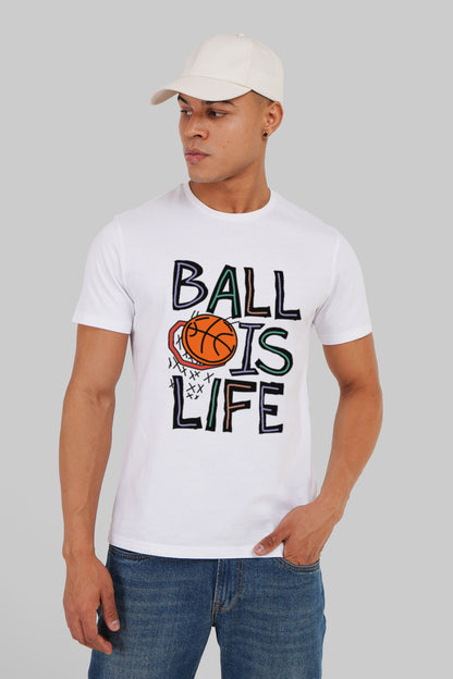 Ball Is Life White Regular Fit T-Shirt Men