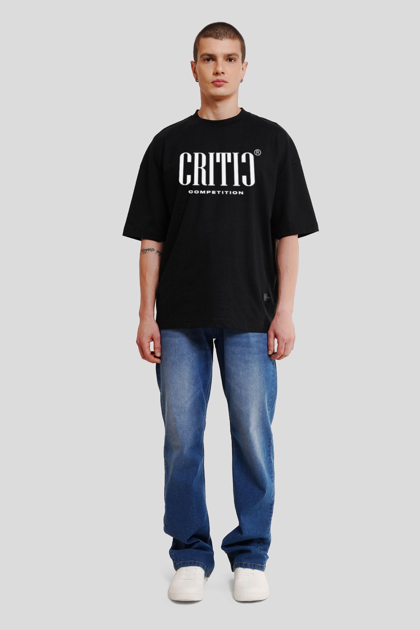 Critic Black Printed Baggy T-Shirt