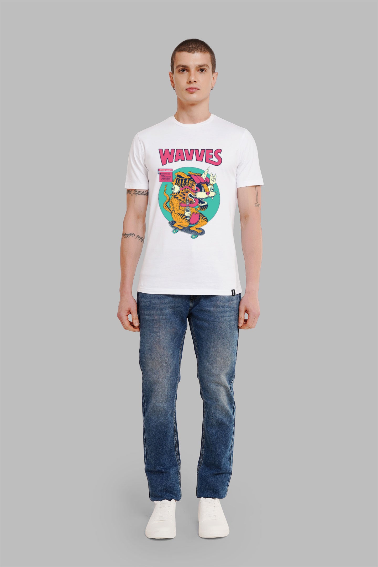 Wavves White Printed T-Shirt Men Regular Fit