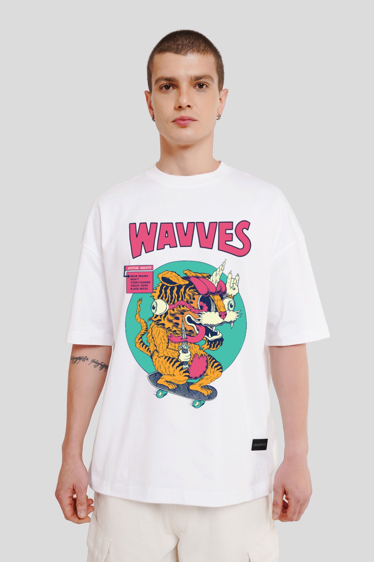 Wavves White Printed T-Shirt Men Baggy Fit