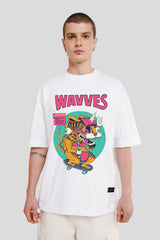 Wavves White Printed T-Shirt Men Baggy Fit