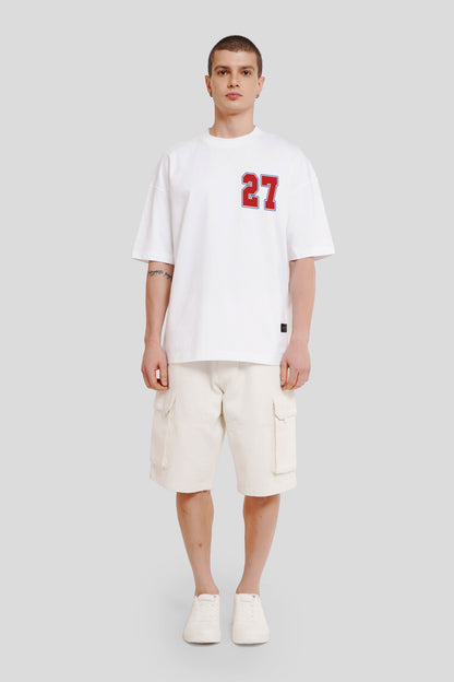 27 White Printed T-Shirt Men Baggy Fit